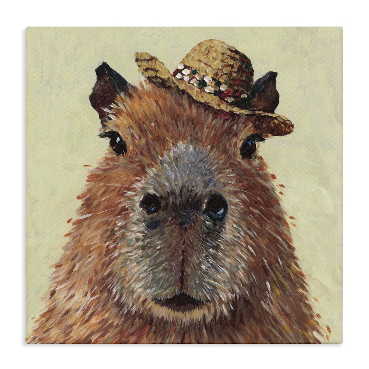 Stupell Industries Capybara with Straw Hat Canvas, design by Studio Bautista